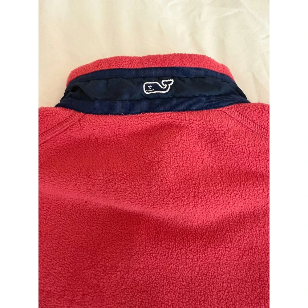 Vineyard Vines Women's Fleece Vest Large Coral Pink Full Zip Logo Pockets